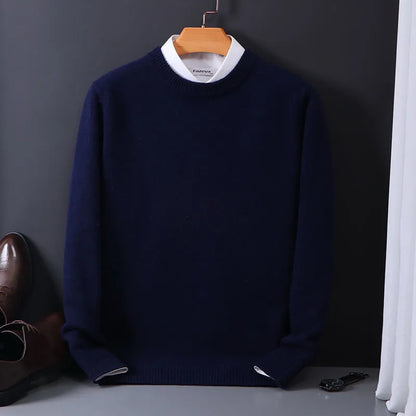 Men's navy blue cashmere blend sweater with soft warm knit