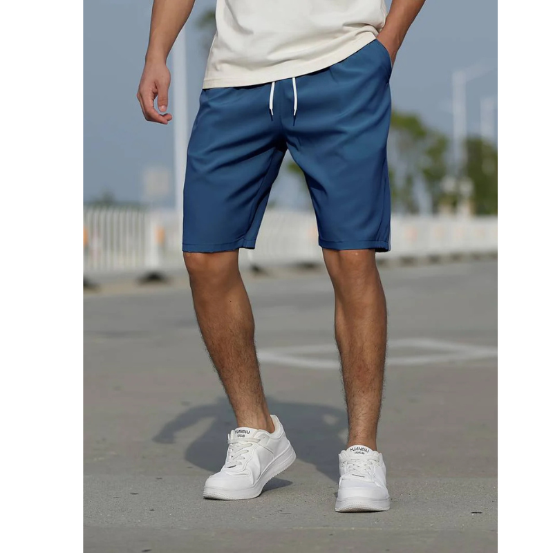 Men's navy blue casual summer shorts with comfortable fit