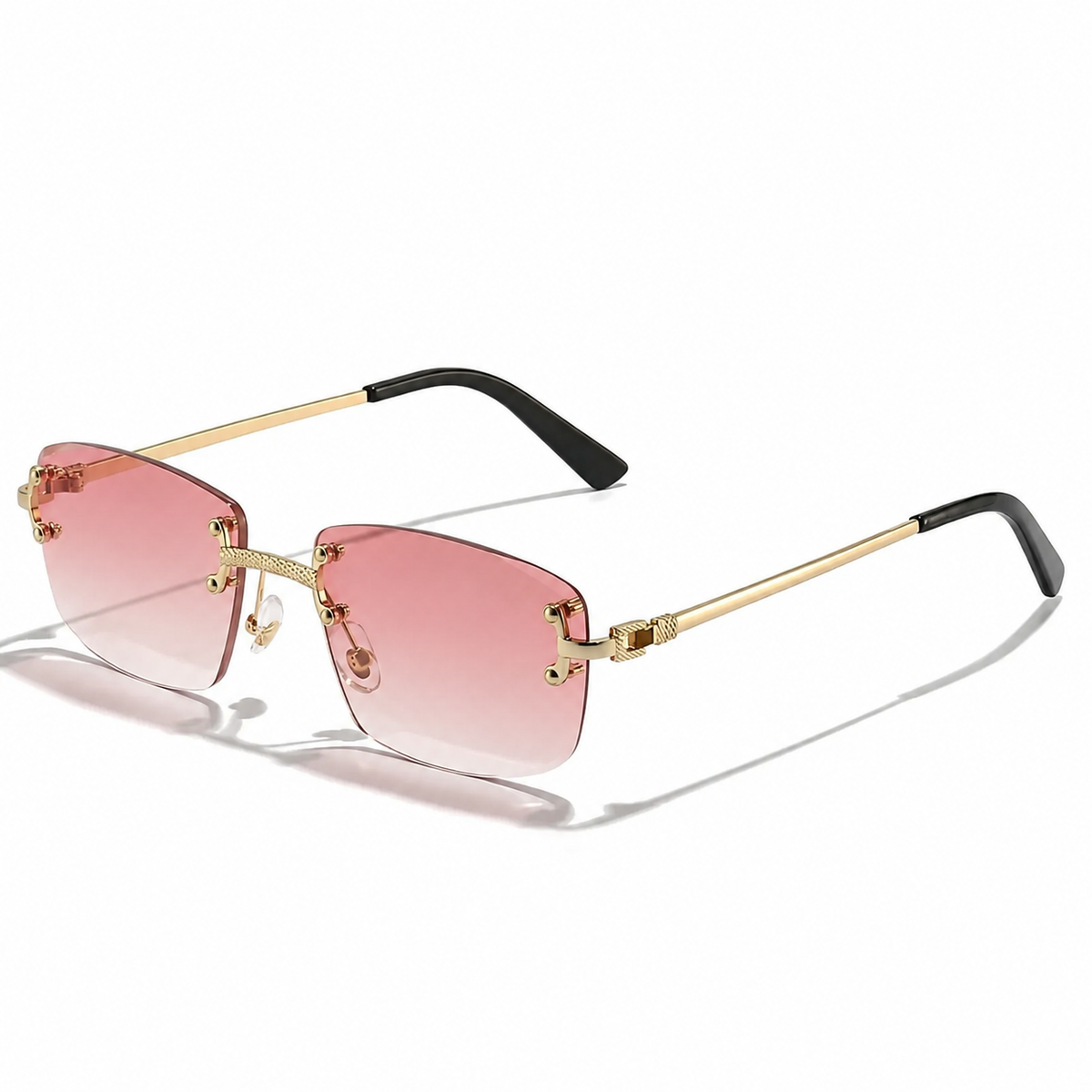 Men's pink aviator sunglasses with classic gold-coloured frame