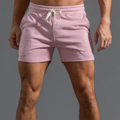 Men's pink cotton beach shorts with modern fit and elasticated waistband
