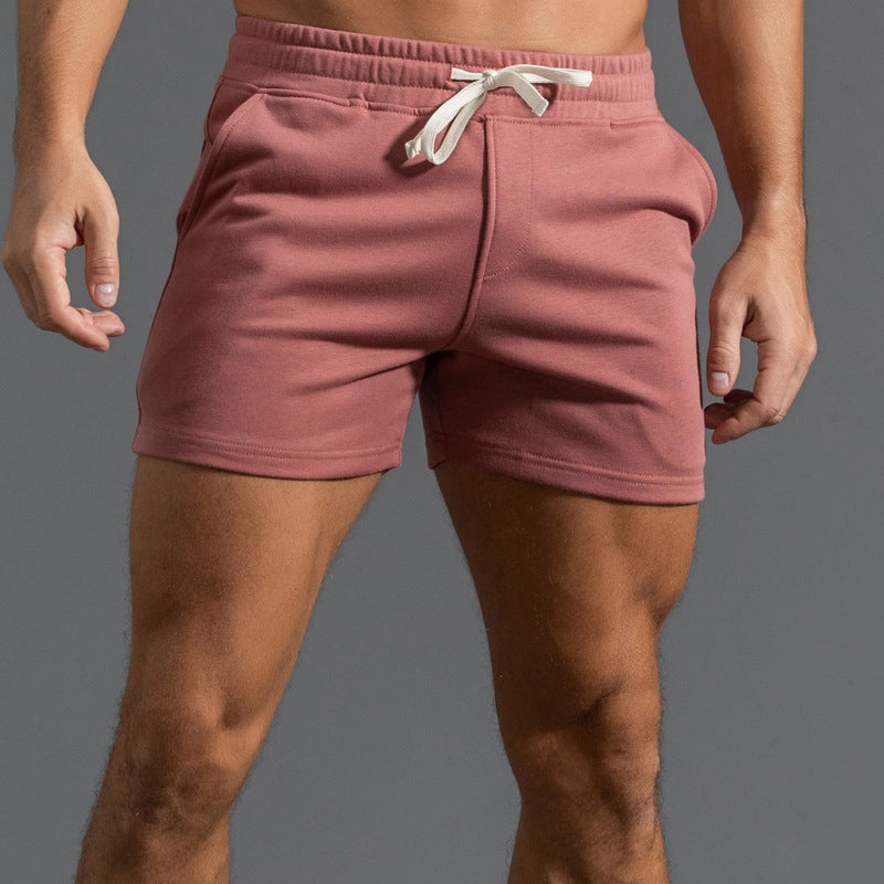 Men's red cotton beach shorts with modern fit and elasticated waistband
