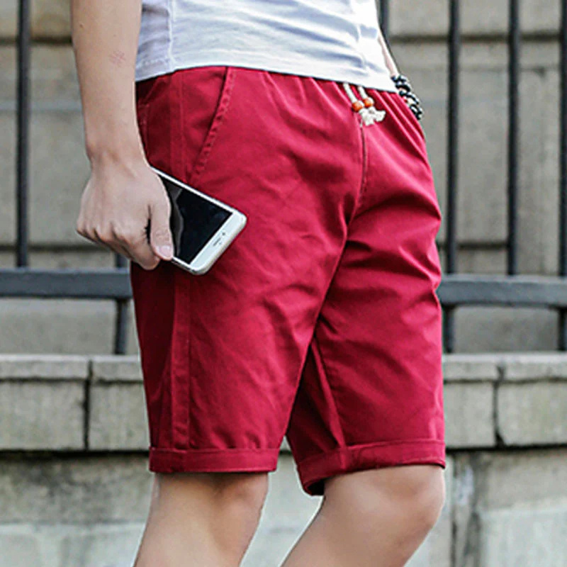 Men's scarlet red casual summer shorts with comfortable fit