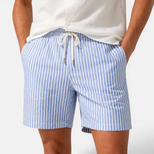 Men's striped summer shorts with lightweight fabric and relaxed fit for holidays, beach days and smart-casual summer style