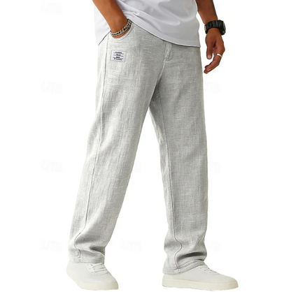 Men's white casual trousers with relaxed straight-leg fit for everyday and smart-casual wear